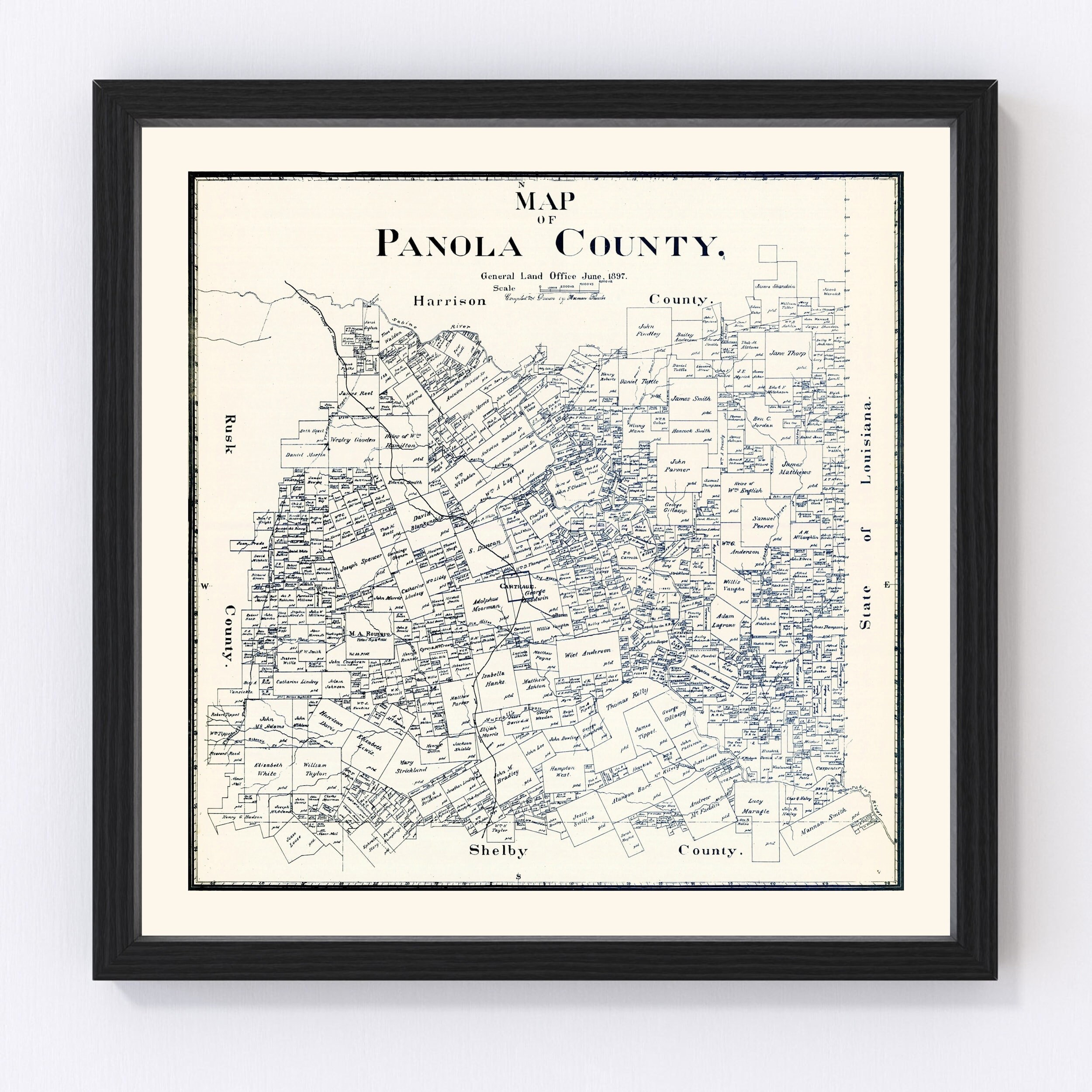Panola County Texas Map 1897 Old Map of Panola County Texas - Etsy