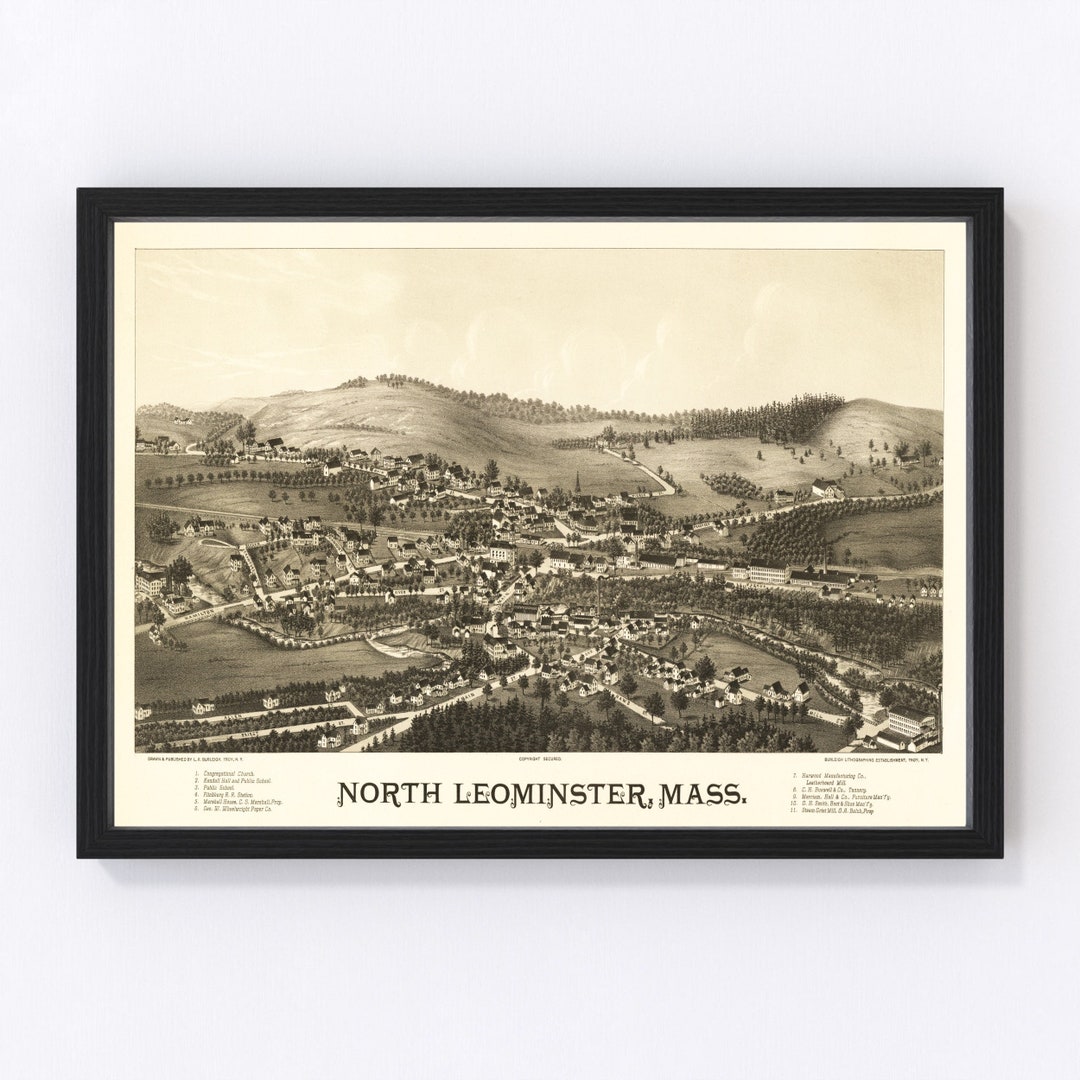 North Leominster, Massachusetts Vintage Map From 1887 Old City Map Art