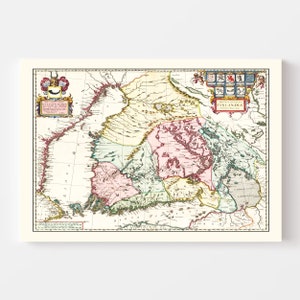 Finland Map Art Vintage Print from 1665 Old Finland Art Framed or Canvas image 6