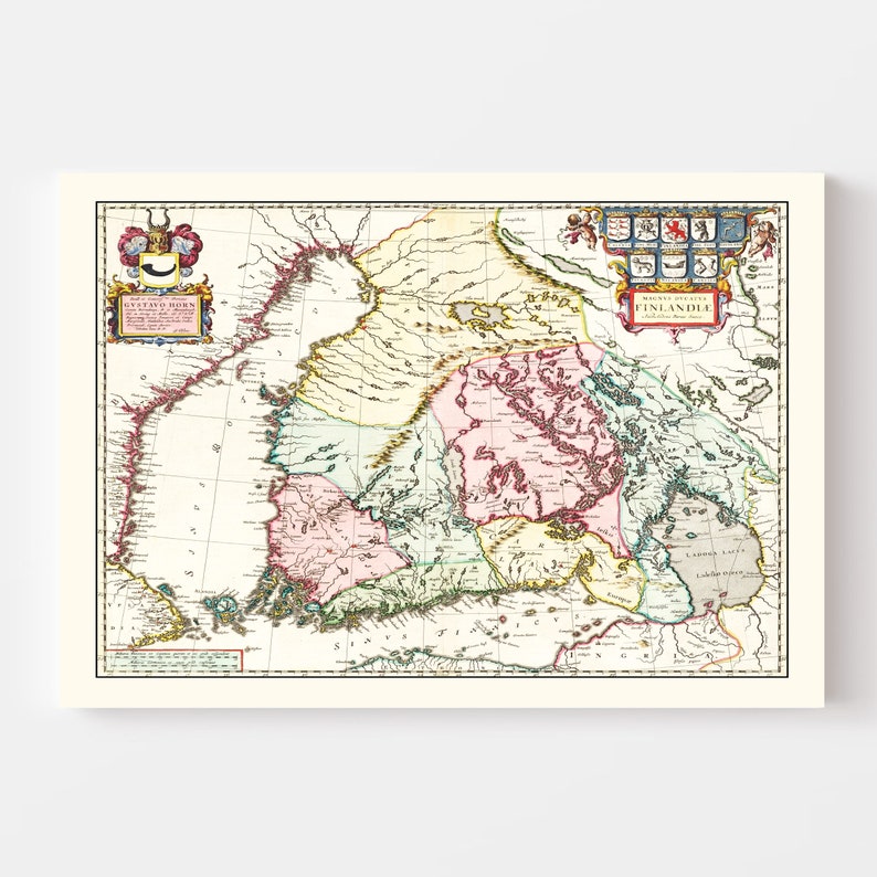 Finland Map Art Vintage Print from 1665 Old Finland Art Framed or Canvas image 6