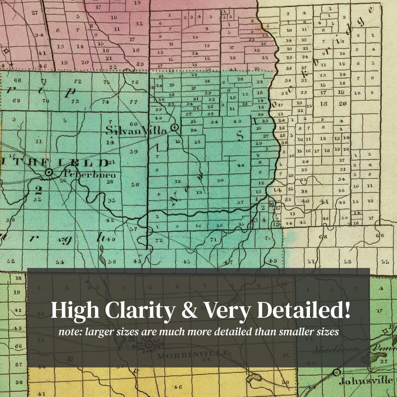 Madison County NY Map 1829 Old Map of Wampsville New York Etsy