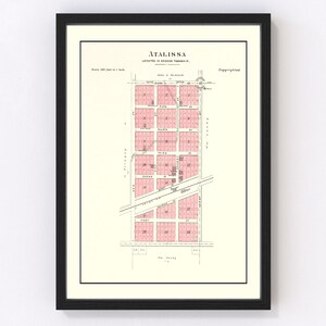 Atalissa Map 1899, Vintage Atalissa Map, Old Atalissa Iowa Art, Wall Art Gift for Atalissa History Lovers Retro Decor