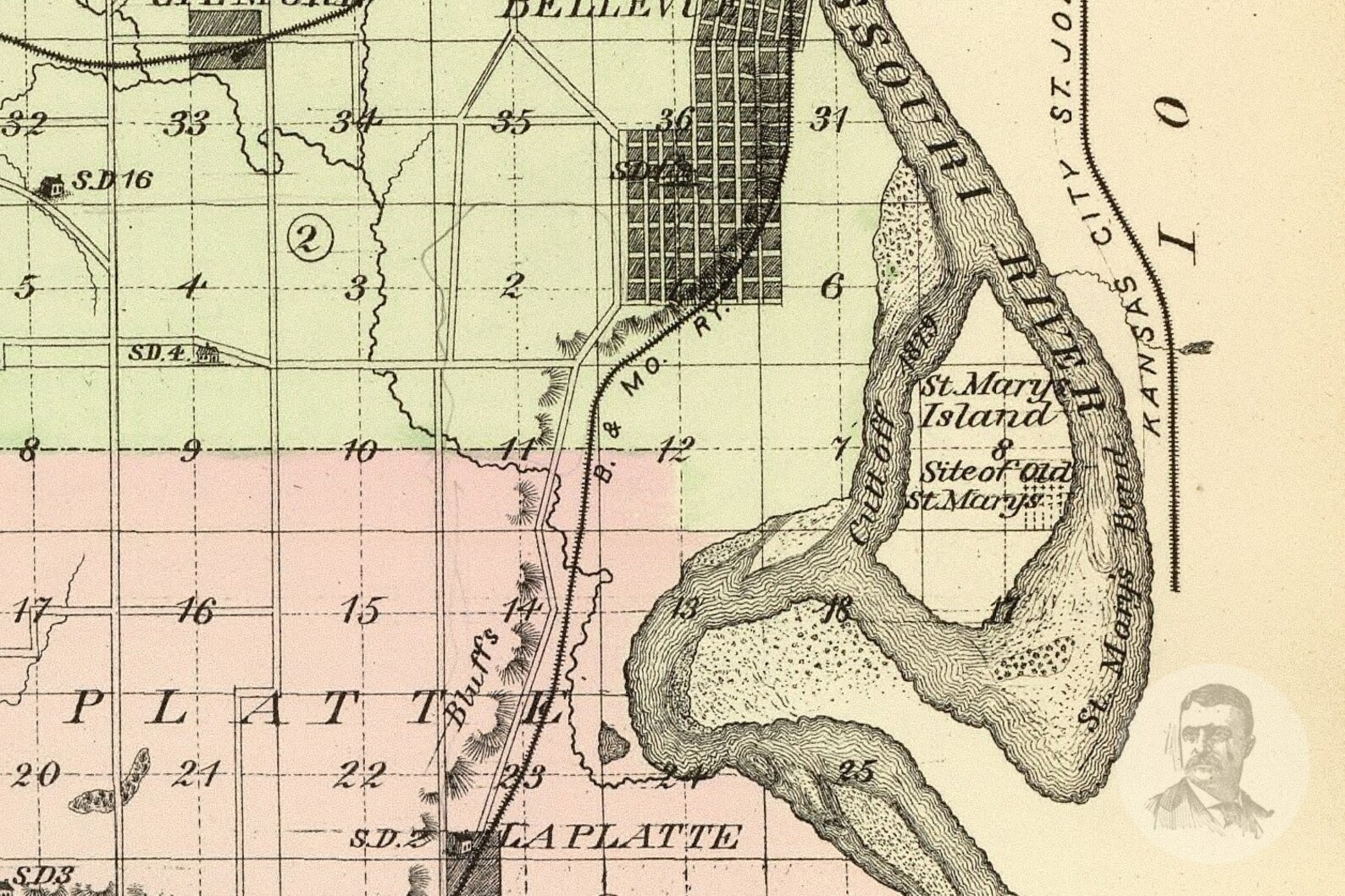 Vintage Sarpy County NE Map 1885 Old Nebraska Map Etsy