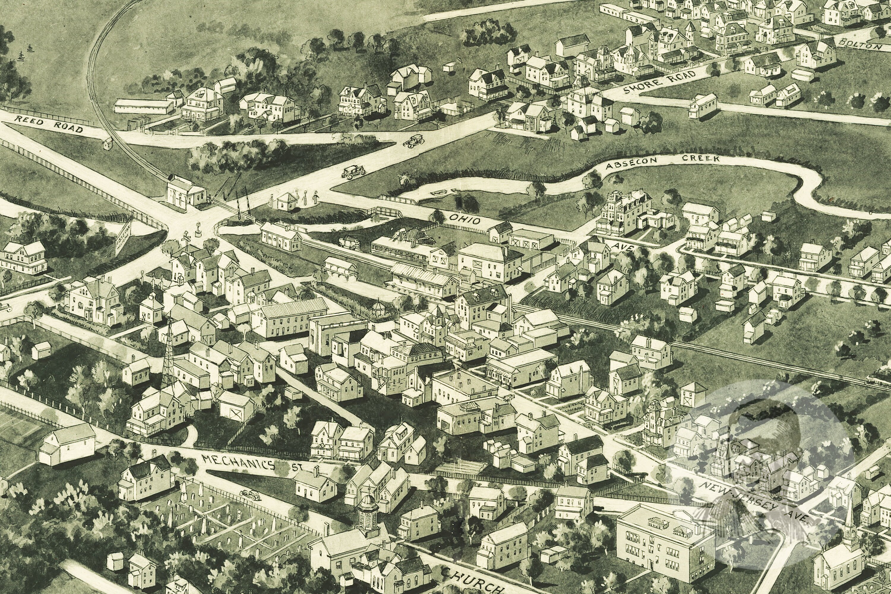 Vintage Absecon Map 1924 Old Map of Absecon New Jersey Etsy