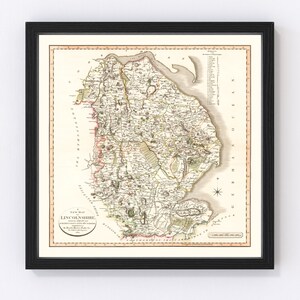 Lincolnshire County England Map 1801, Vintage Lincolnshire County England Map, Old Lincolnshire County England Art, Wall Art Gift for Lincol