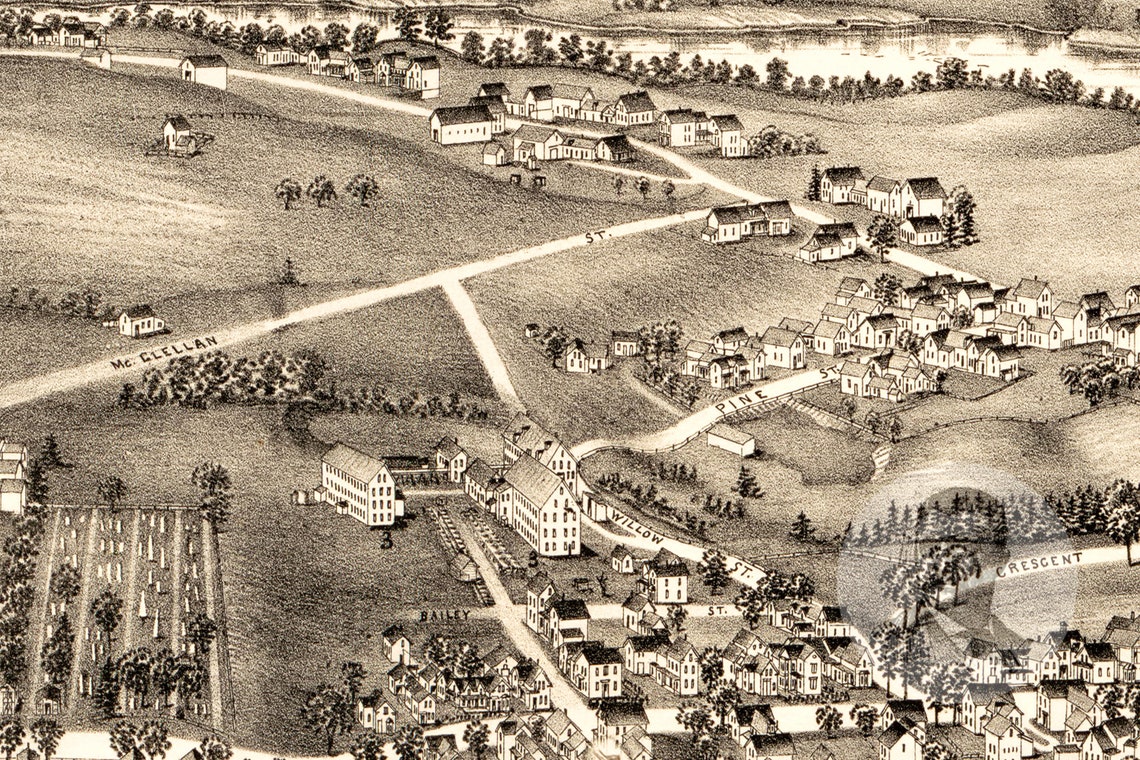 Vintage Skowhegan Map 1892 Old Map of Skowhegan Maine Etsy