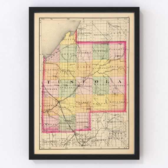 Tuscola County MI Map 1873 Old Map of Caro Michigan Art Etsy Singapore