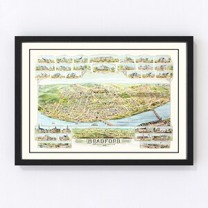 Bradford Map 1892, Vintage Bradford Map, Old Bradford Massachusetts Art, Wall Art Gift for Bradford History Lovers Retro Decor