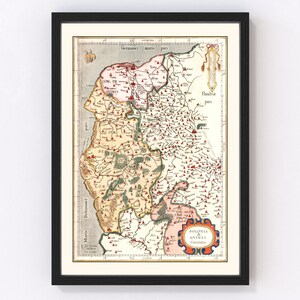 Boulon & Guines France Map 1623 - Old Map of Boulon Guines France Art Vintage Print Framed Wall Art Canvas Portrait  History Genealogy