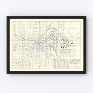 Washington State University Map 1920, Vintage Washington State University Map, Old Washington State University Art, Wall Art Gift for Washin