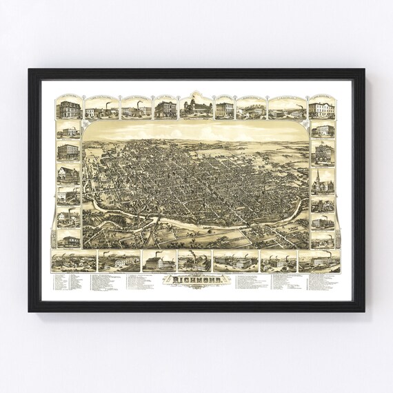 Richmond Map 1884 Old Map of Richmond Indiana Art Vintage - Etsy