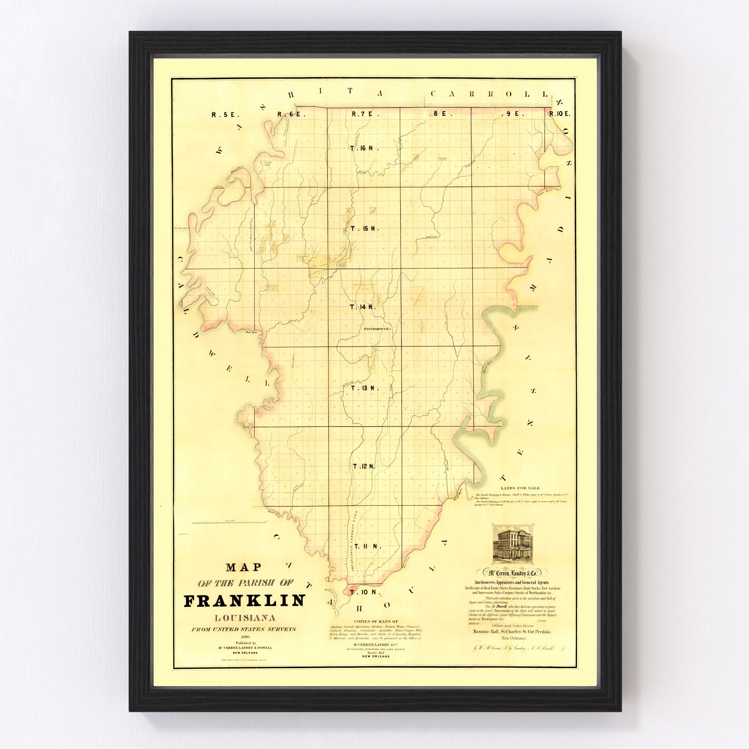 Franklin Parish Map Etsy