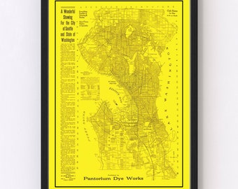 Seattle Map 1912, Vintage Seattle Map, Old Seattle Washington Art, Wall Art Gift for Seattle History Lovers Retro Decor