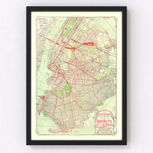 Brooklyn Map 1906, Vintage Brooklyn Map, Old Brooklyn New York Art, Wall Art Gift for Brooklyn History Lovers Retro Decor