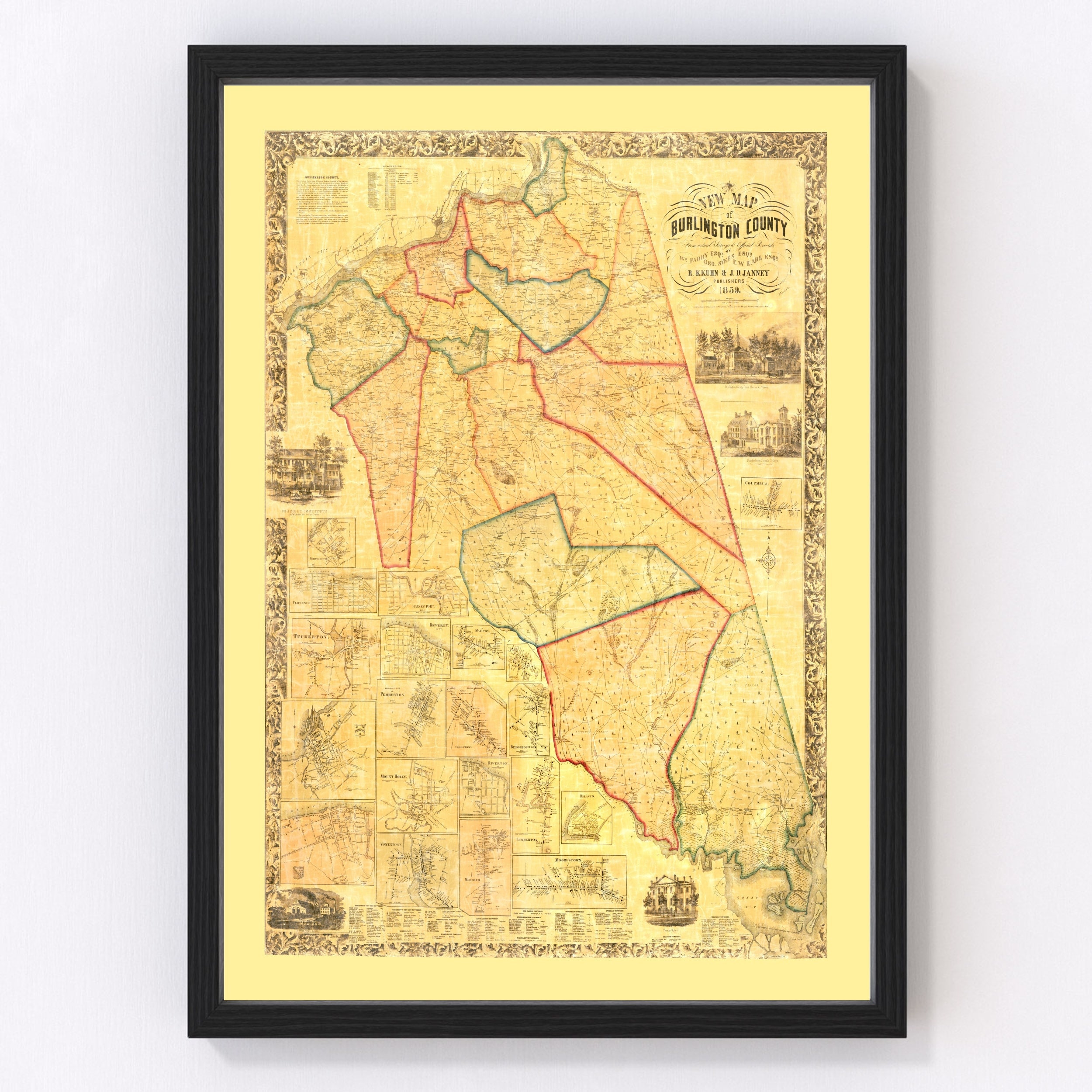 Map Of Burlington County Nj Burlington County New Jersey Vintage Map From 1859 Old | Etsy Uk