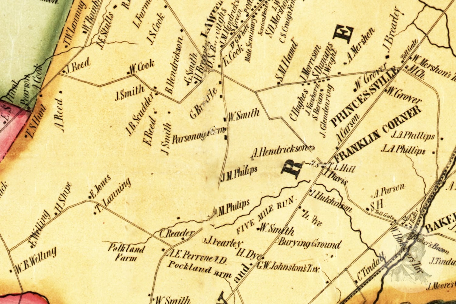 Vintage Mercer County Map 1849 Mercer County NJ Land Etsy