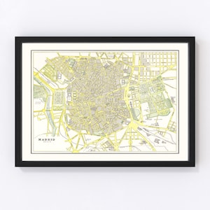 Madrid Map 1901, Vintage Madrid Map, Old Madrid Art, Wall Art Gift for Madrid History Lovers Retro Decor