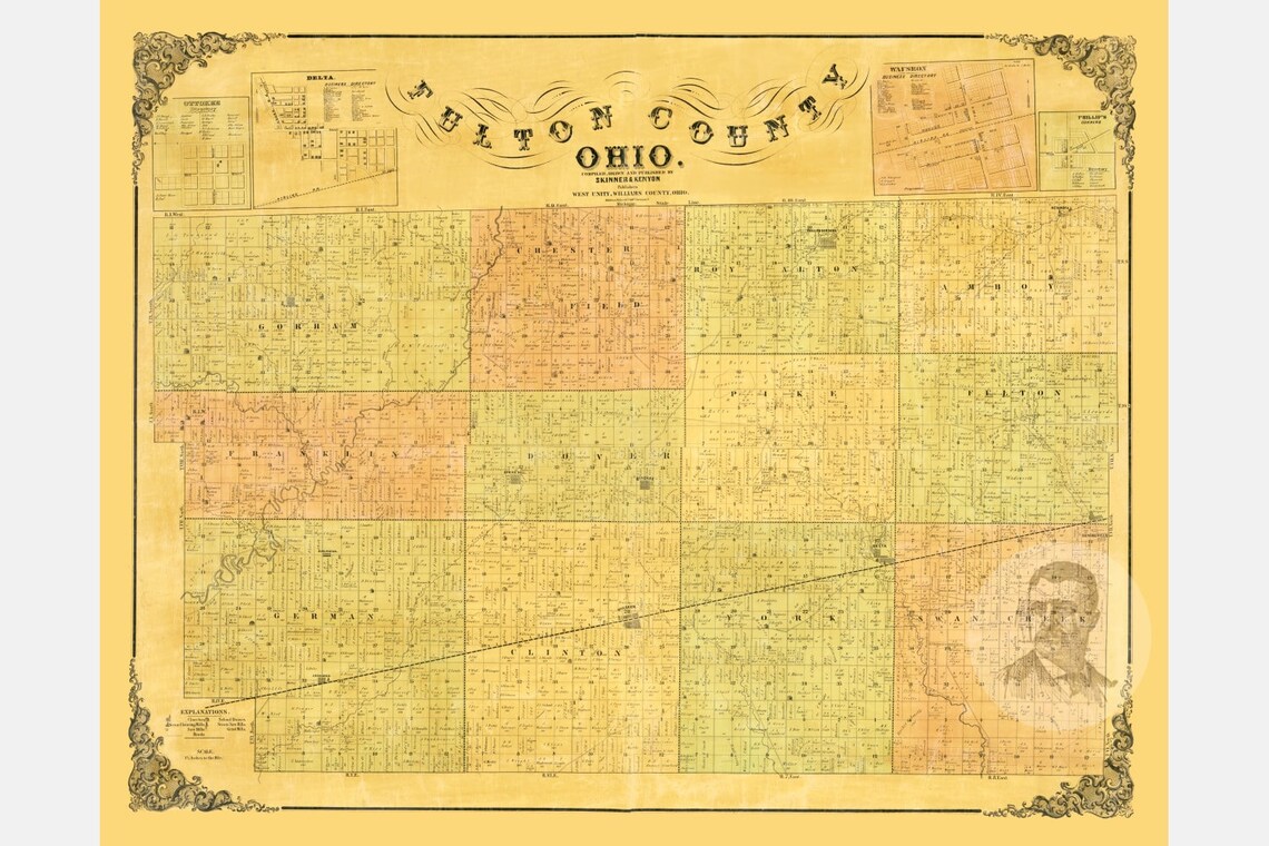 Vintage Fulton County Map 1850 Old Map of Fulton County Etsy