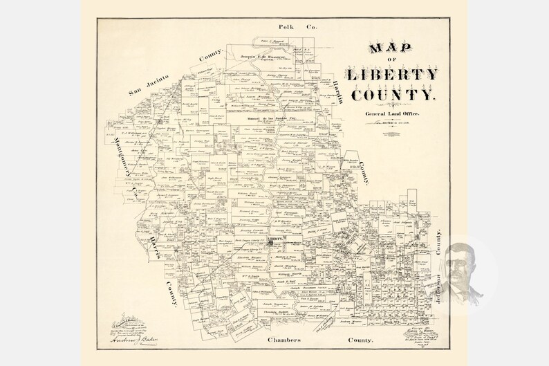 Vintage Liberty County Map 1895 Old Map of Liberty County Etsy
