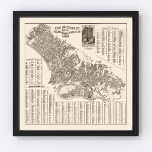 Oakland Map 1920, Vintage Oakland Map, Old Oakland California Art, Wall Art Gift for Oakland History Lovers Retro Decor