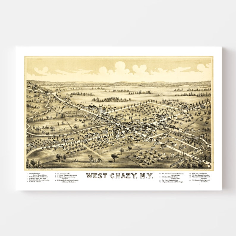 West Chazy Map 1899 Old Map of West Chazy New York Art Etsy