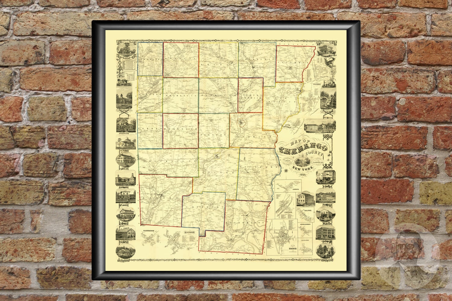 Vintage Chenango County Map 1855 Old Map of Chenango County Etsy