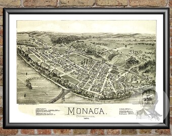 Restoration Hardware Home Deco Style Old Wall Giclee Reproduction. PA 1902 Fayette Co. Pennsylvania Map of Point Marion