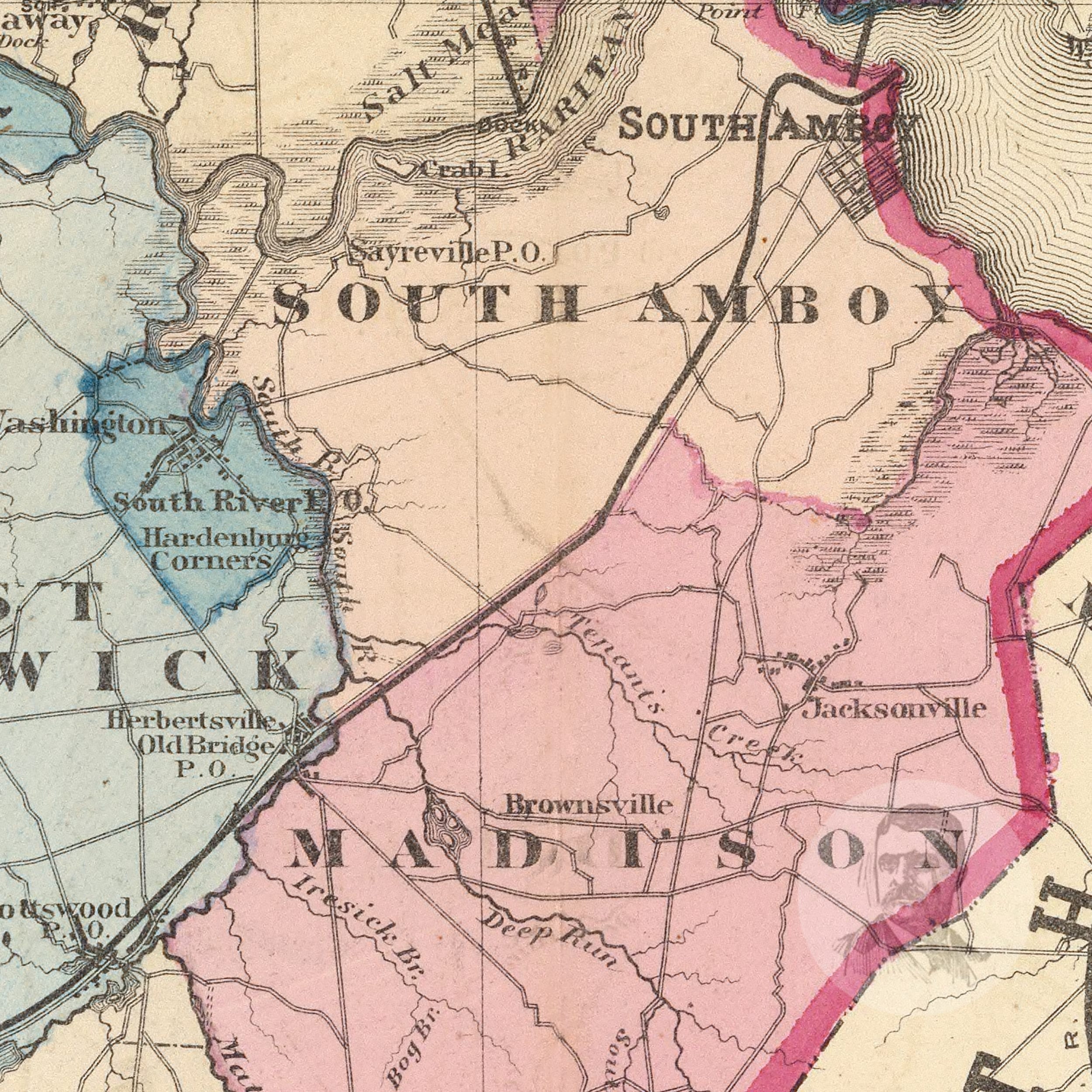 Middlesex County New Jersey Vintage Map From 1872 Old Etsy UK