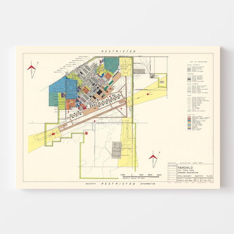 Fafb Map Fairchild Air Force Base Map 1951, Vintage Fairchild Air Force Base Map ...