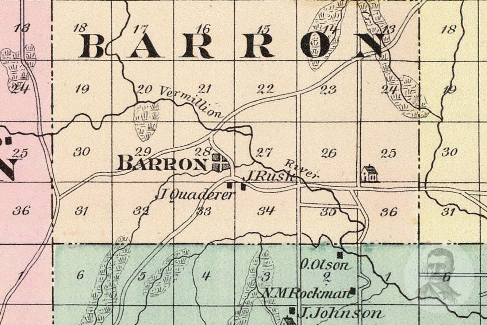 Vintage Barron County WI Map 1878 Old Wisconsin Map Etsy