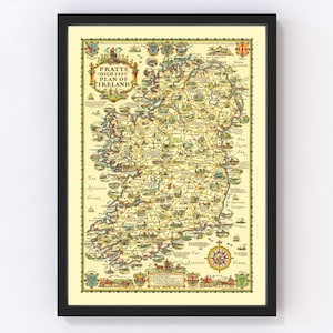 Ireland Map 1933, Vintage Ireland Map, Old Ireland Art, Wall Art Gift for Ireland History Lovers Retro Decor