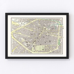 Brussels Map 1901, Vintage Brussels Map, Old Brussels Art, Wall Art Gift for Brussels History Lovers Retro Decor