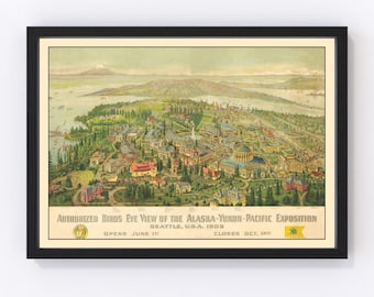 Seattle Map 1909, Vintage Seattle Map, Old Seattle Washington Art, Wall Art Gift for Seattle History Lovers Retro Decor
