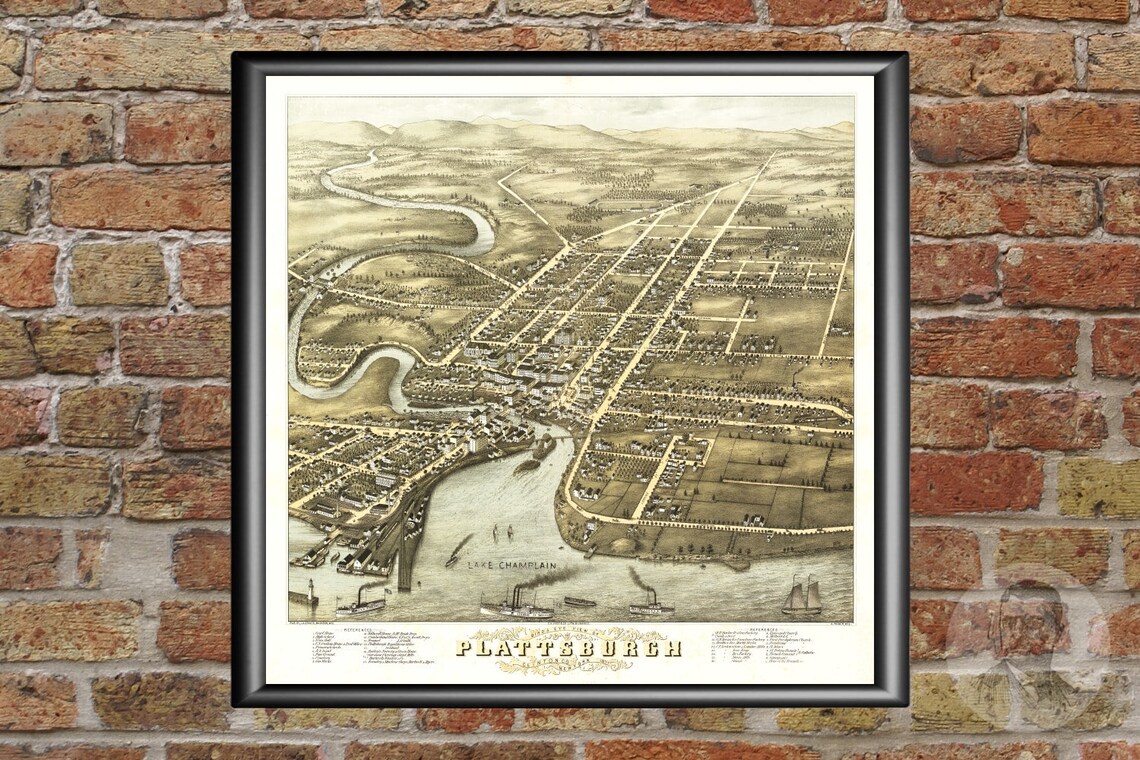 Vintage Plattsburgh Map 1877 Old Plattsburgh New York Map Etsy