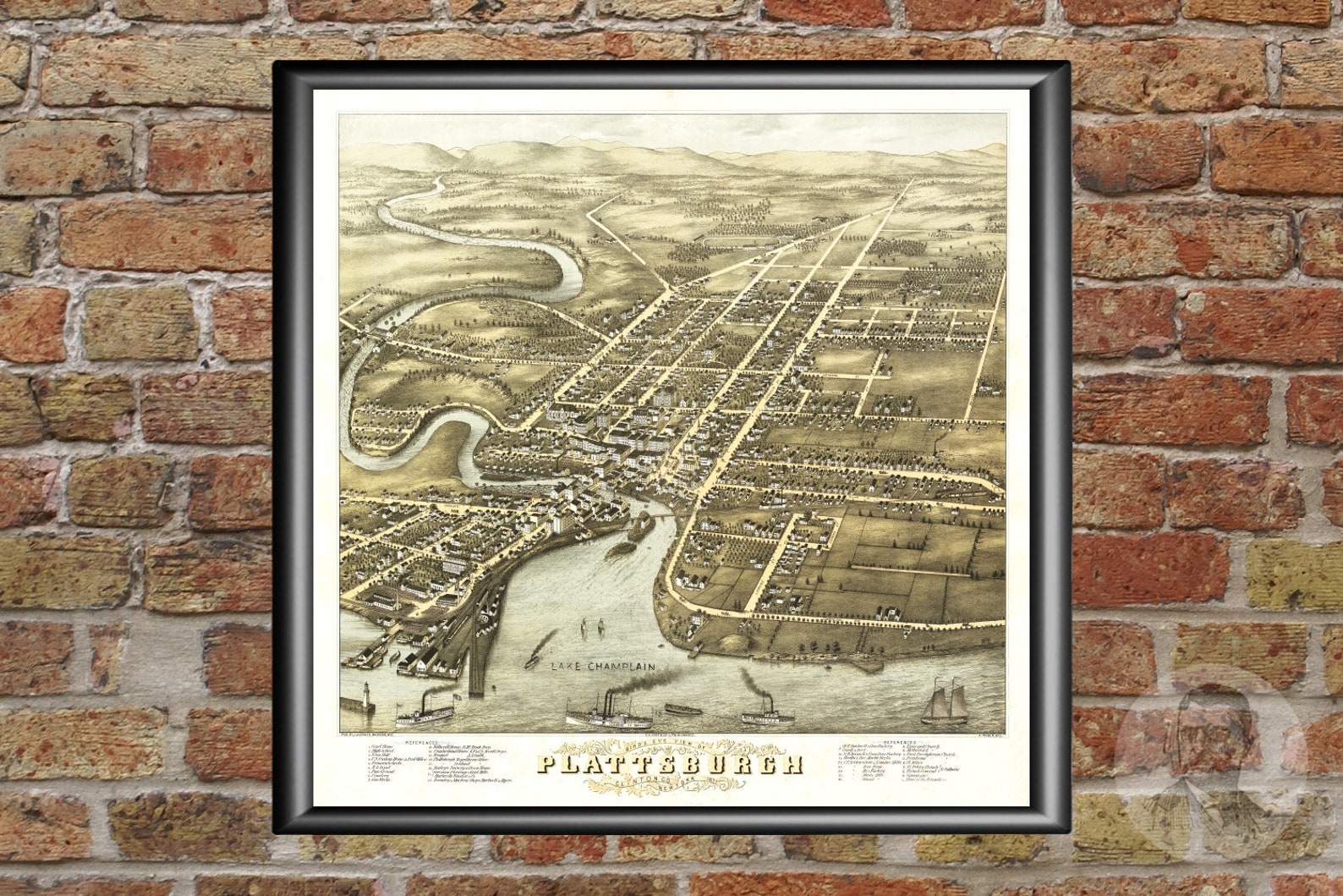 Vintage Plattsburgh Map 1877 Old Plattsburgh New York Map Etsy