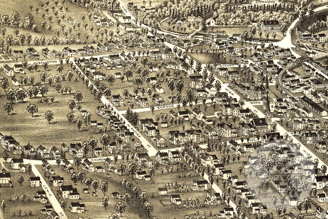 Vintage Ballston Spa Map 1890 Old Map of Ballston Spa New Etsy