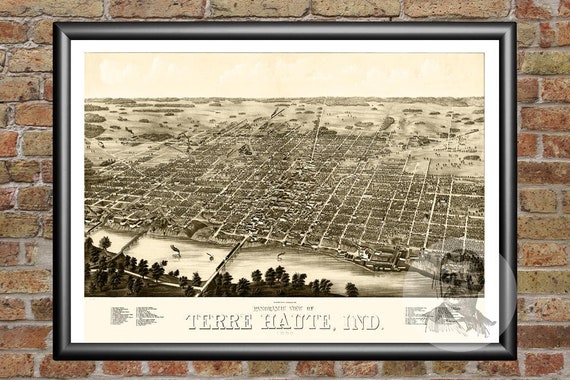 24x36 Vintage Reproduction Historic Map Richmond Indiana Wayne County 1884