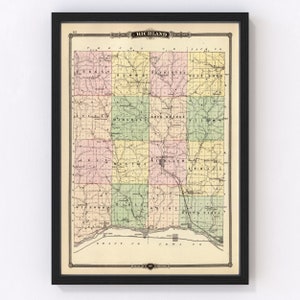 Richland County Map 1878, Vintage Richland County Map, Old Richland County Wisconsin Art, Wall Art Gift for Richland County History Lovers R