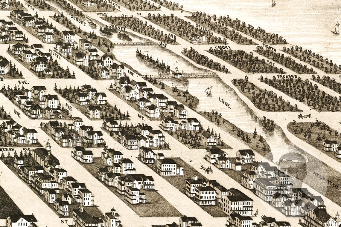 Vintage Ocean Grove Map 1881 Old Map of Ocean Grove New Etsy