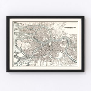 Saint Petersburg Map 1893, Vintage Saint Petersburg Map, Old Saint Petersburg Art, Wall Art Gift for Saint Petersburg History Lovers Retro D