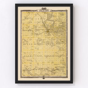 Benton County Map 1875, Vintage Benton County Map, Old Benton County Iowa Art, Wall Art Gift for Benton County History Lovers Retro Decor