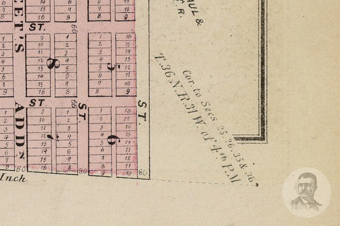 Vintage Sauk Centre Map from 1874 Old Minnesota Map Etsy