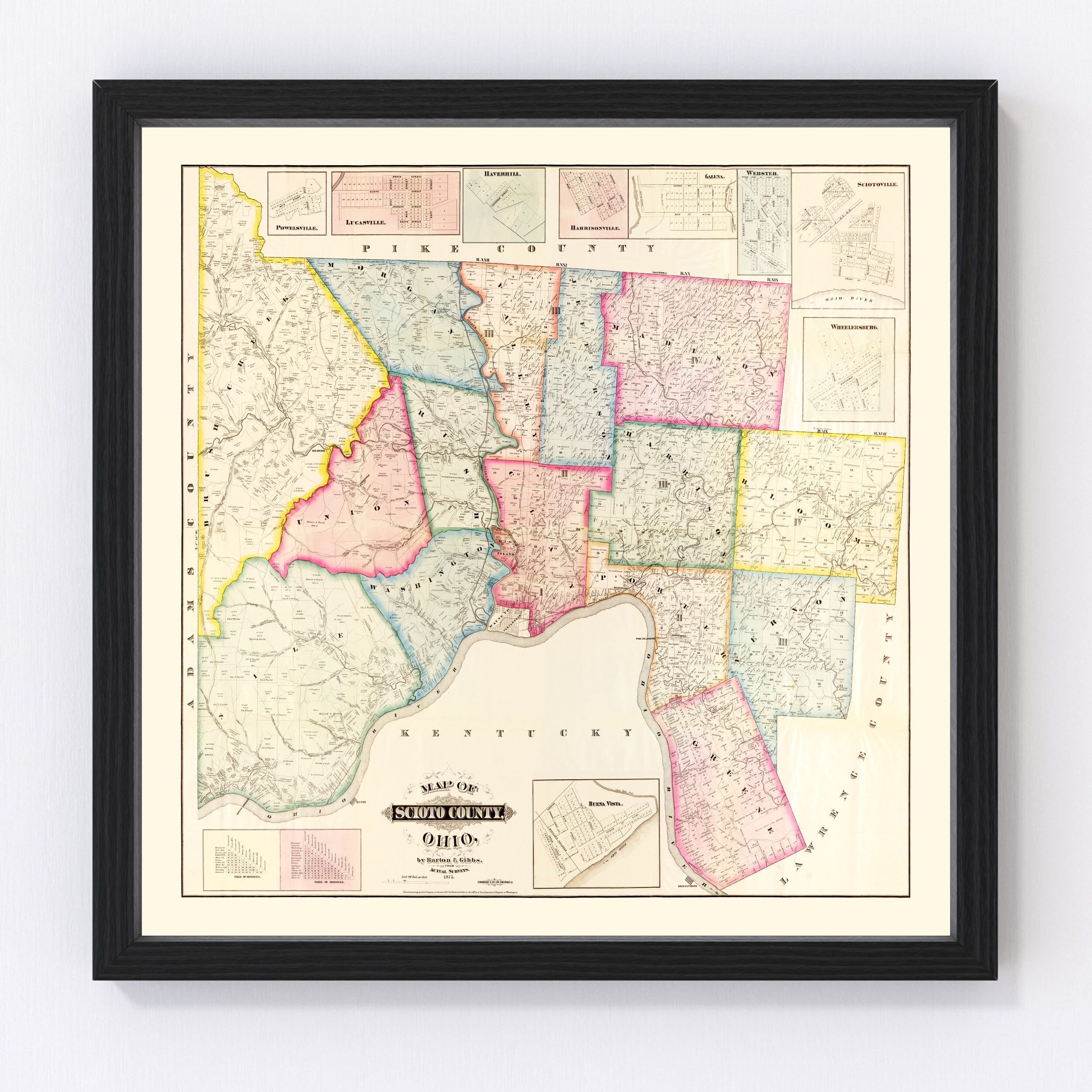 Scioto County Ohio Map Scioto County Ohio Vintage Map From 1875 Old County Map Art | Etsy Canada