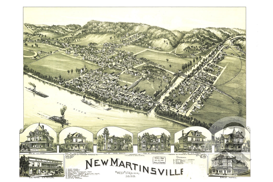 Vintage New Martinsville Map 1899 Old Map of New Etsy