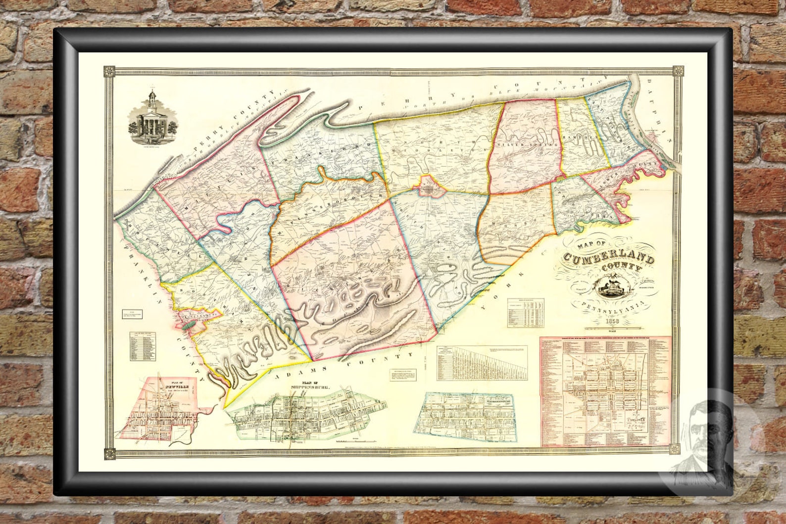 Vintage Cumberland County Map 1858 Old Map of Cumberland Etsy