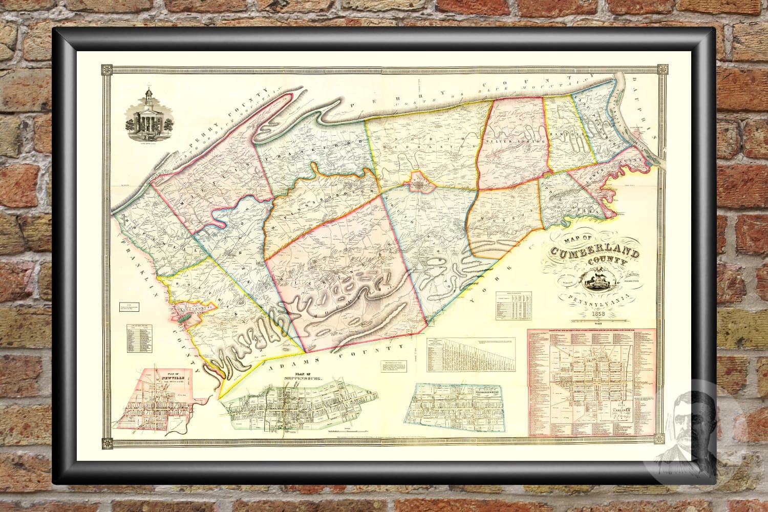 Vintage Cumberland County Map 1858 Old Map of Cumberland Etsy