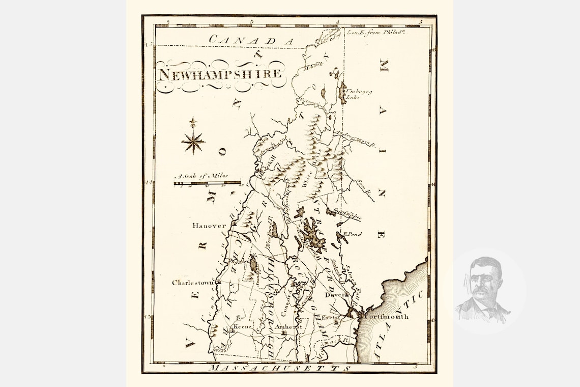Vintage New Hampshire Map 1795 Old Map of New Hampshire Etsy