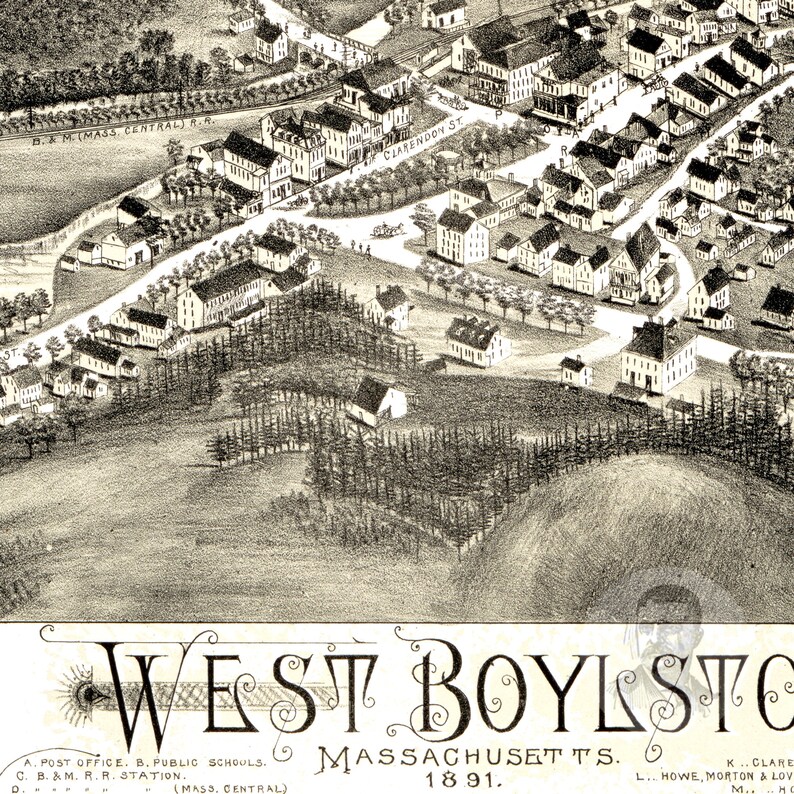 West Boylston Massachusetts Vintage Map From 1891 Old City Etsy