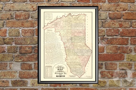 Vintage Greenville County Map 1882 Old Map of Greenville | Etsy