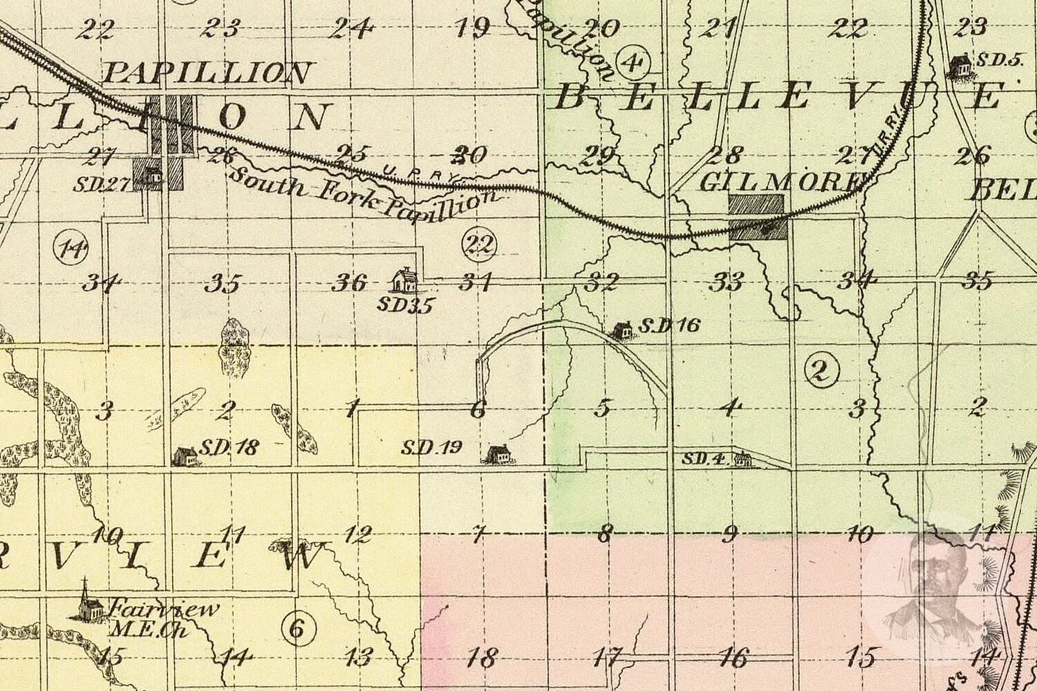 Vintage Sarpy County NE Map 1885 Old Nebraska Map Etsy